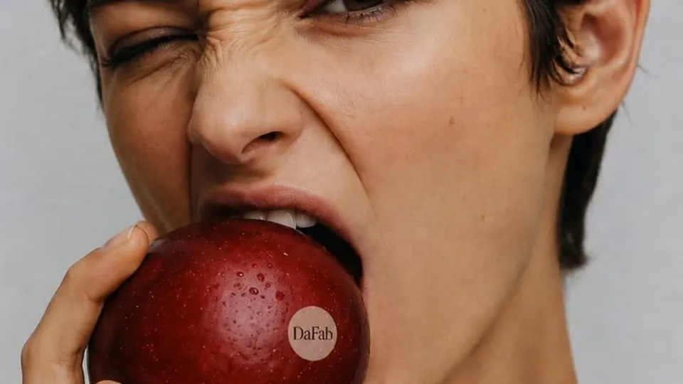 Biting into an apple